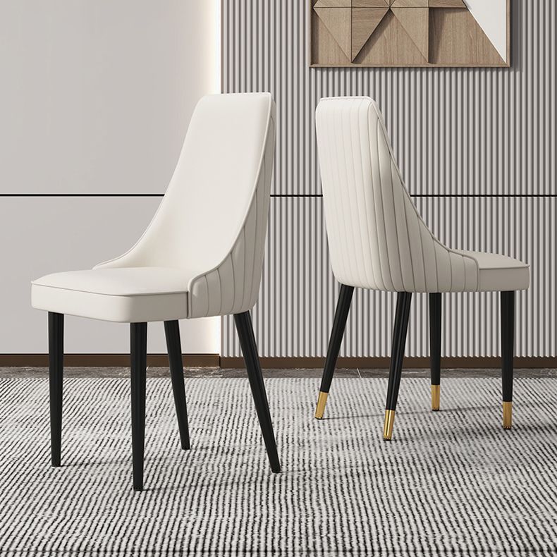 Glam Style Dining Chair Leather Parsons Dining Chair for Home