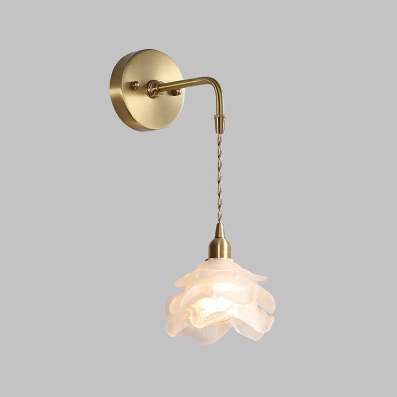 Flower Wall Light Sconces Modern Glass 1 Light Wall Mounted Lamp for Bedroom
