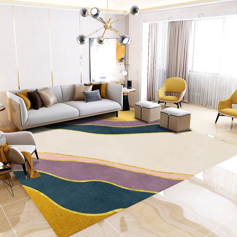 Dark Brown Modern Rug Polyester Color Lump Rug Washable Rug for Home Decor