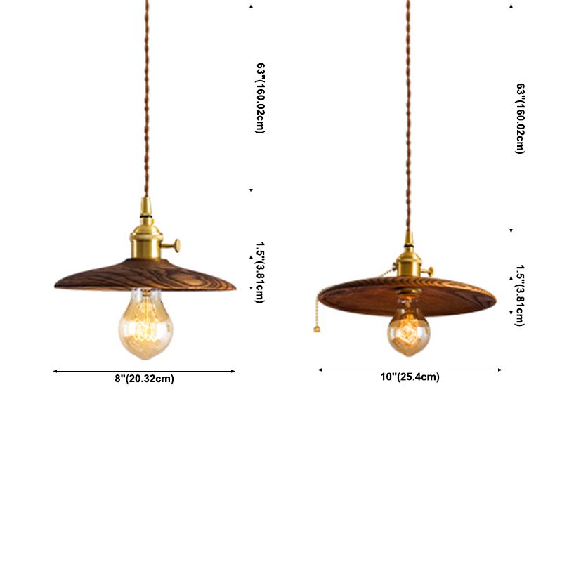 1 Light Pot Cover Hanging Pendant Modern Style Wood Hanging Lighting for Bedroom