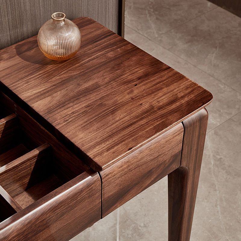 2 Drawer & Jewelry Vanity Desk Brown Wood Makeup Vanity Desk