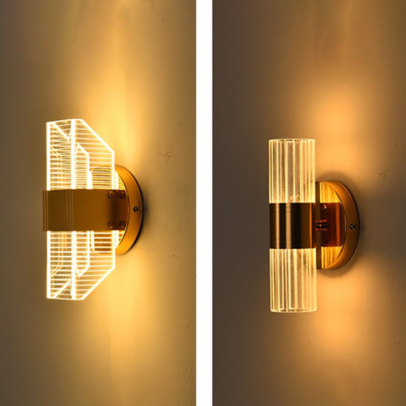Geometrische Wandleuchten moderne Wandlampe Metall 2 Lichtwandleuchte in Gold