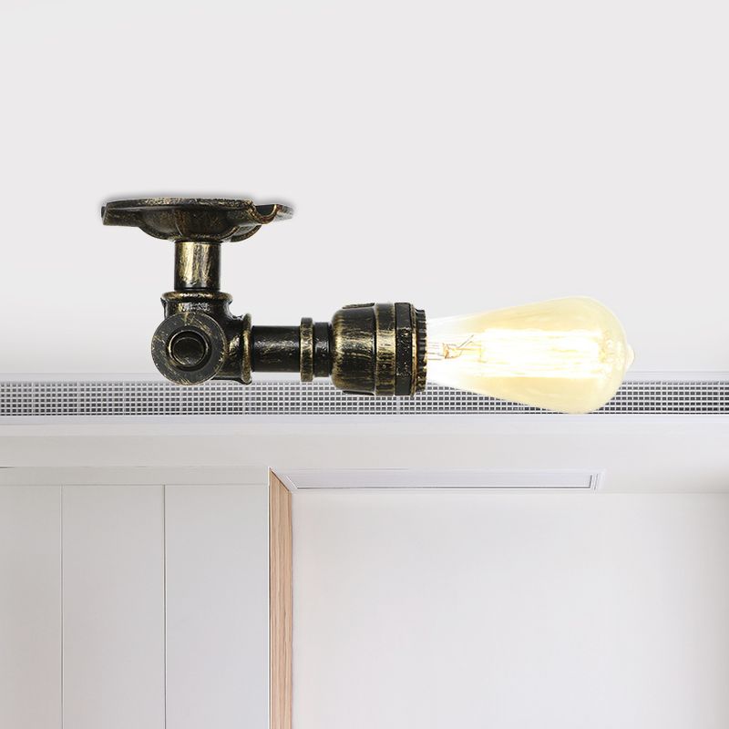 Tubería de agua rústica, montaje semiempotrado, montaje en techo metálico de 1 cabezal, en bronce