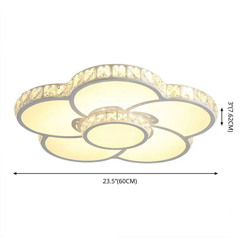 Flower Living Room Flush Mounted Ceiling Light Crystal Modern Flushmount Ceiling Fixture in Chrome