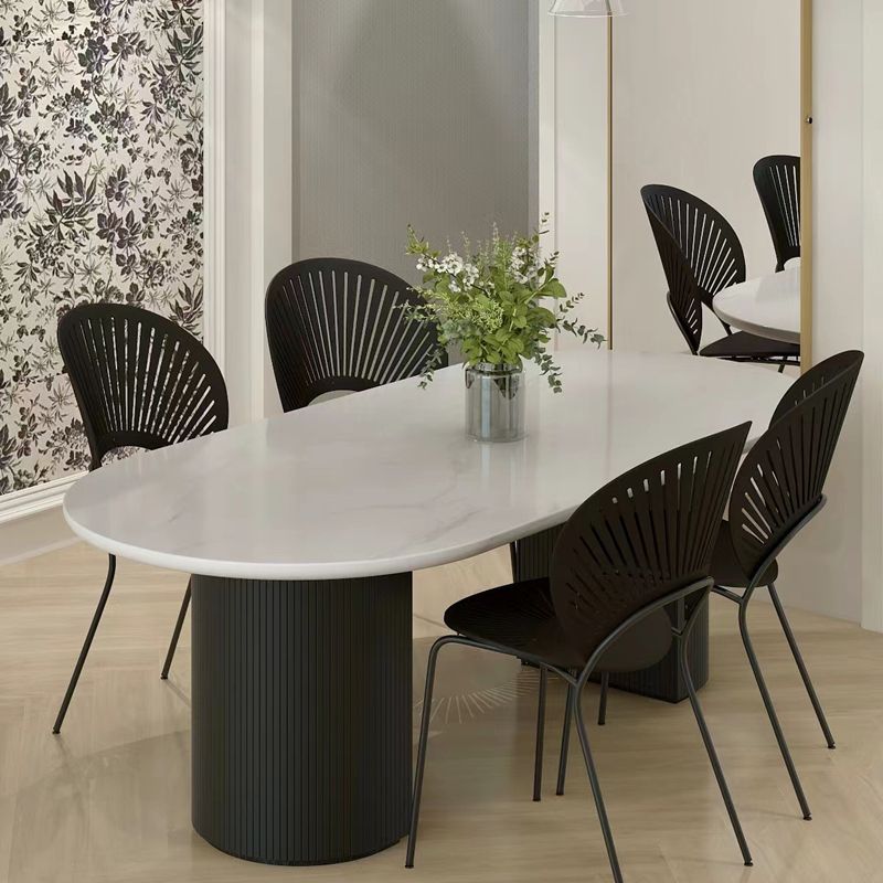 Oval Dining Room Table Modern Black Double Pedestal Dinner Table