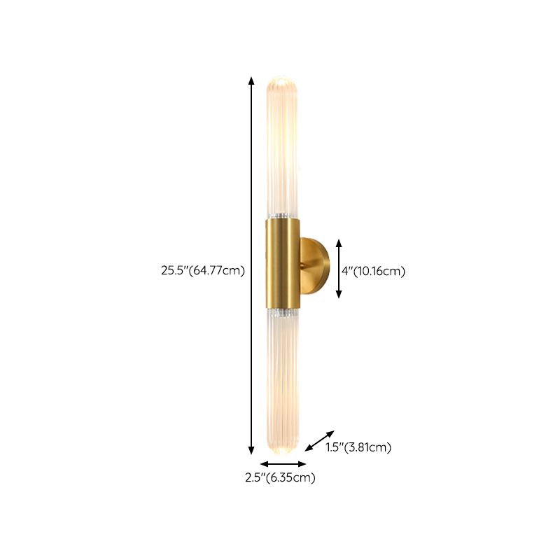 Linear Shape Metal Wall Mount Light Modern Style 2-Lights Wall Light Sconce in Gold