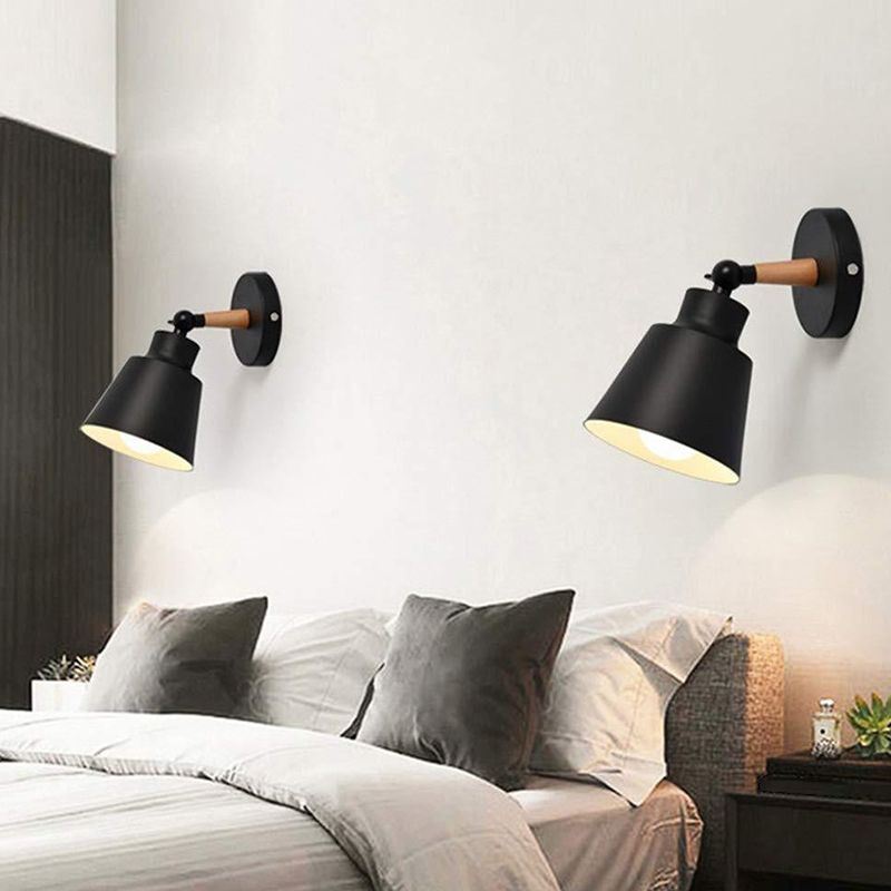 Contemporary Wood Wall Light Flush Mount Macaron Lighting for Living Room