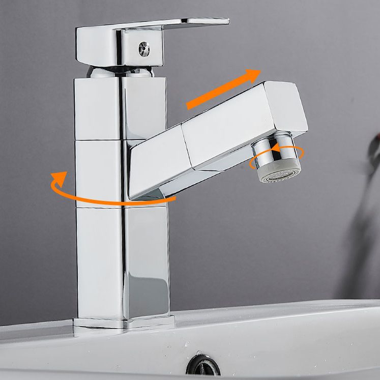 Modern Bathroom Vessel Faucet Swivel Spout Single Handle Faucet with Pull down Sprayer