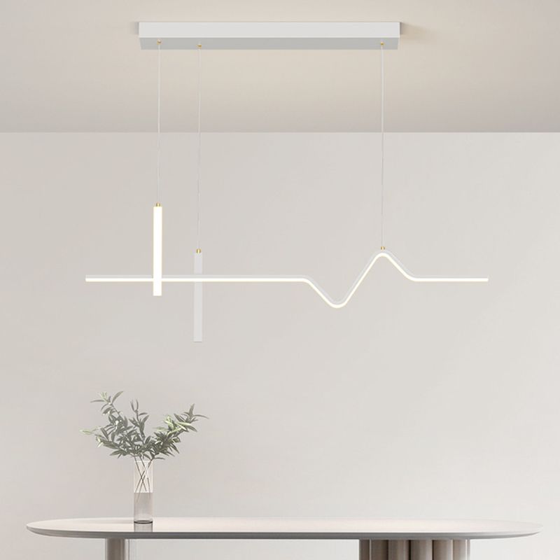 Linear Modern 3 - Light Ceiling Pendant Fixture in Matte LED White Kitchen Island Fixture