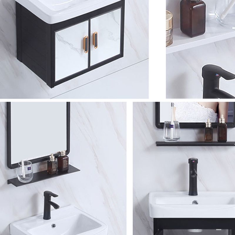 Rectangle Bathroom Vanity Glam Wall Mount Single Sink Mirror Bathroom Vanity Set