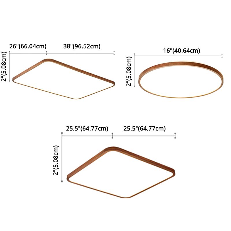 Braune geometrische Schirm-Unterputzlampe, minimalistische LED-Deckenleuchte aus Holz für Wohnzimmer