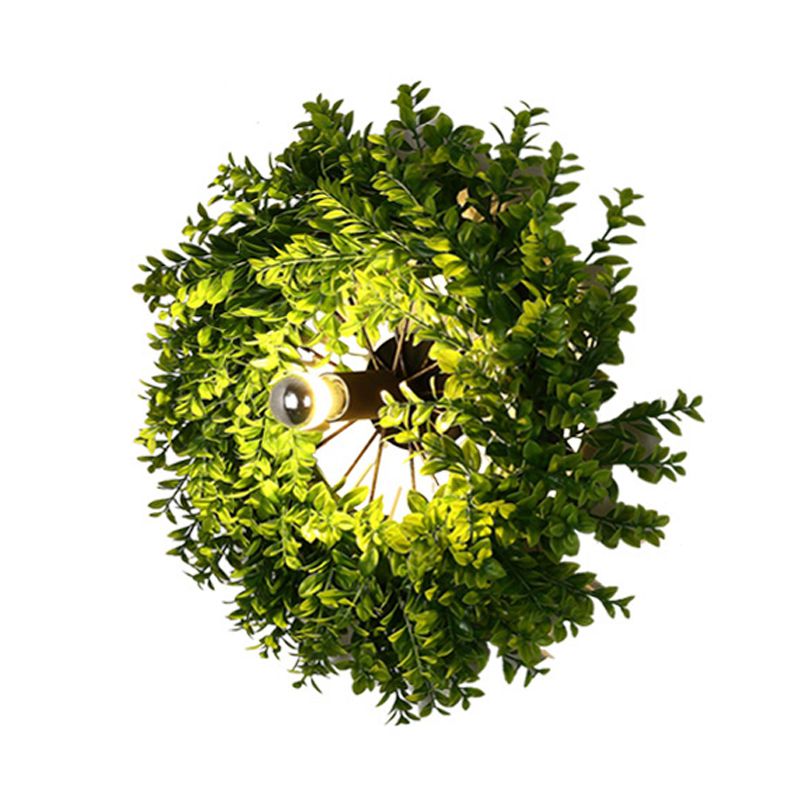 Wagon Wheel Metal Sconce Lamp Antique 1 Light Restaurant LED Plant Wall Mount Lighting in Black