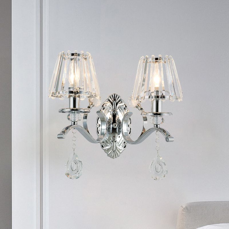 CONICALLE CONICAL SORME MURS IDÉES d'éclairage mural argenté en cristal contemporain 2-LIGHT