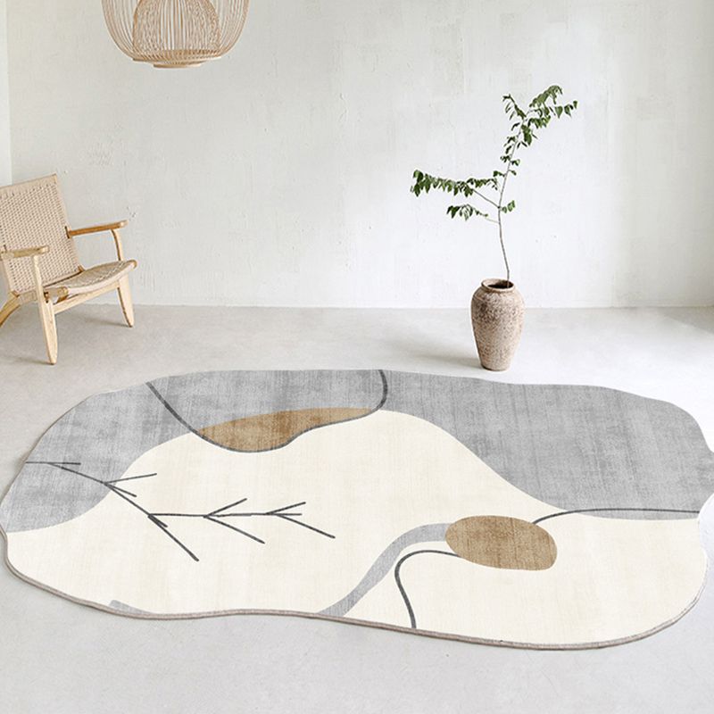 Beige Modern Rug Polyester Color Piece Rug Stain Resistant Rug for Living Room