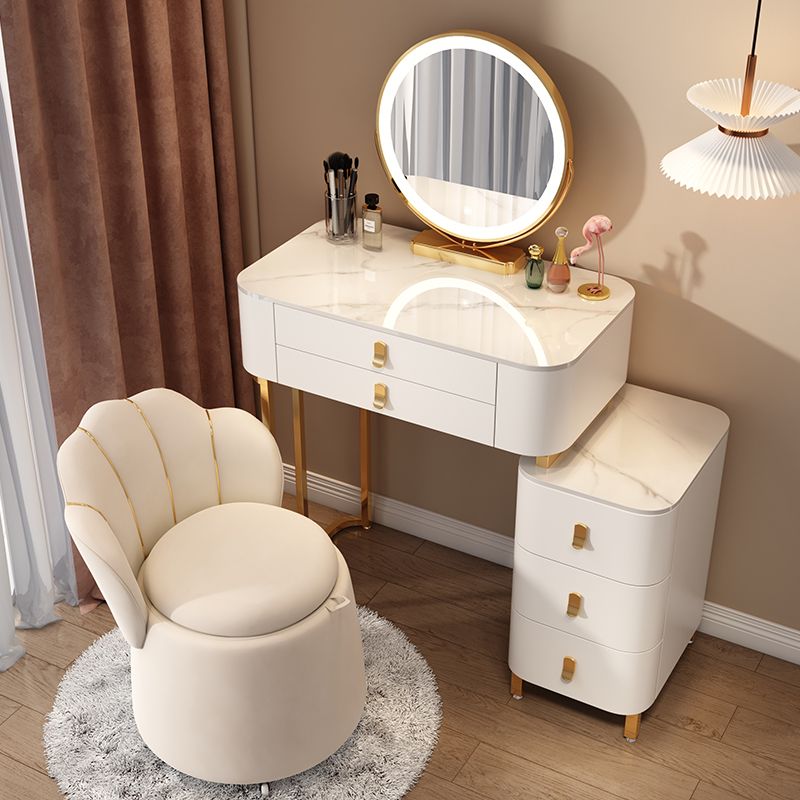 Contemporary Stone Vanity Dressing Table Bedroom Makeup Vanity Desk with Drawer