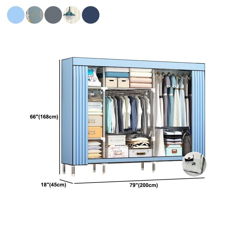 Contemporary Wardrobe Metal 1-Door Wardrobe Closet with Cloth Rod