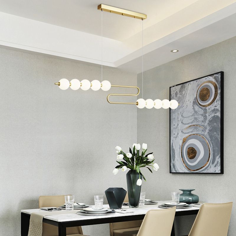 Modern Style Spherical Shape Island Lights Glass 8 Light Island Lighting in Gold