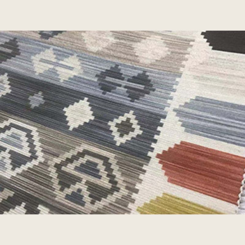 Fancy Blue Geometric Area Rug Polyester Modern Carpet Stain Resistant Rug for Home Decor