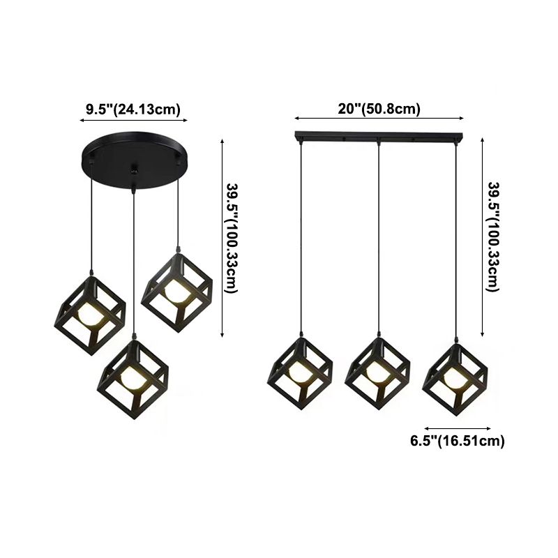 Cube Pendant Light Fixture Industrial Pendant Light Metal 1 Light Hanging Lights