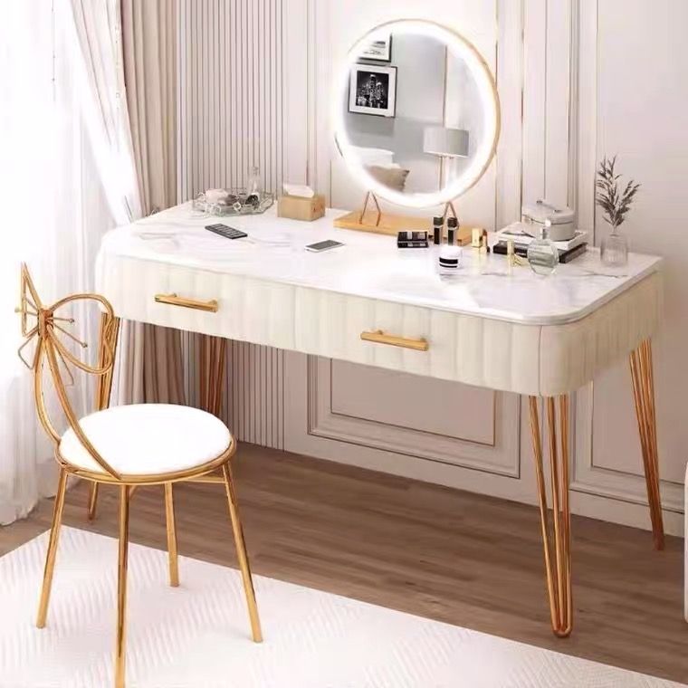 Slate Top Make-up Vanity with Drawer for Bedroom 29.53" High