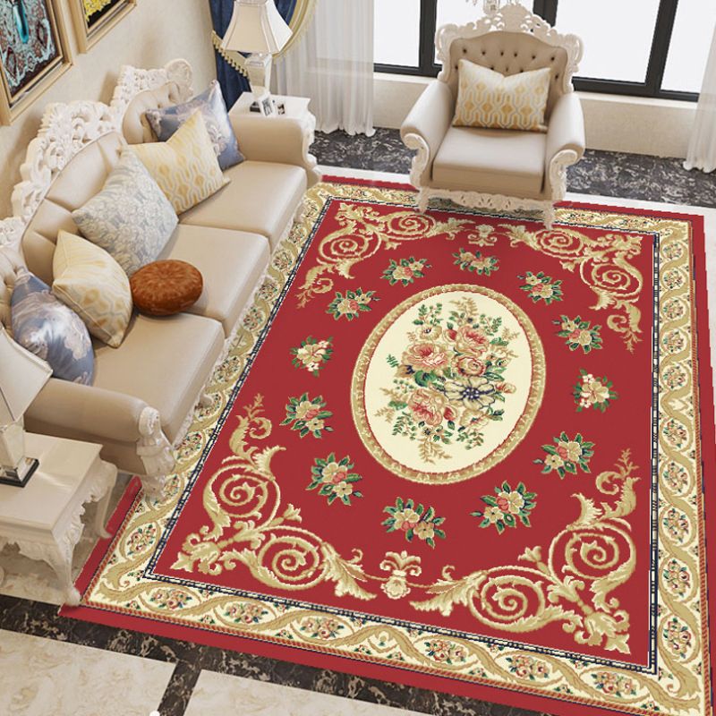 Fancy Chinoiserie Rug Multi Color Floral Area Carpet Non-Slip Backing Stain Resistant Pet Friendly Rug for Living Room