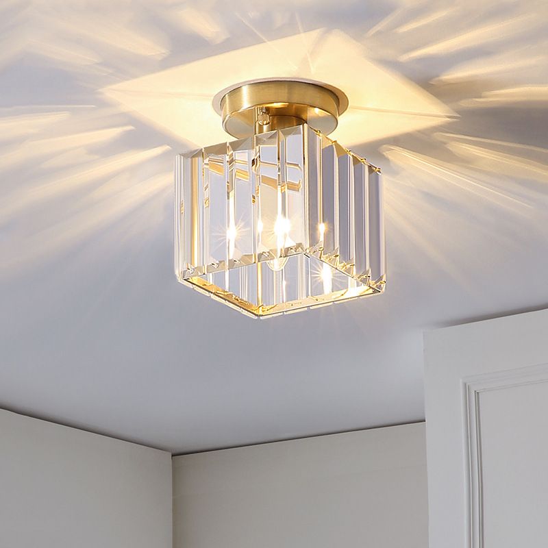 Plafonnier géométrique Simplicity K9 Crystal, plafonnier à 1 ampoule pour couloir, doré