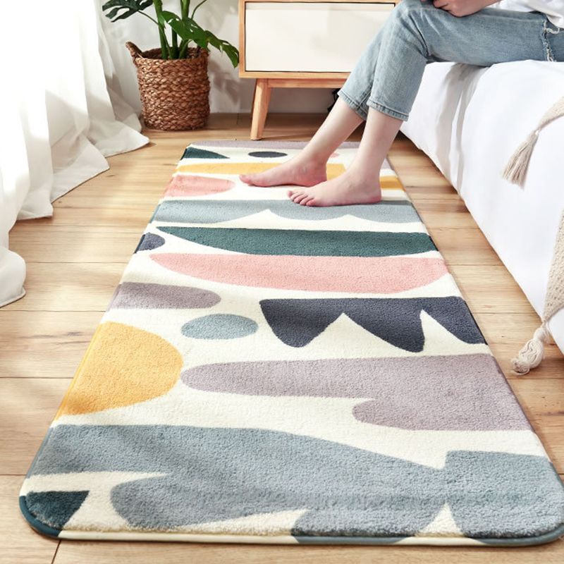 Modern handbedrukt tapijt Veelkleurig lamswollen binnentapijt Antislip achterkant Huisdiervriendelijk tapijt voor decoratie