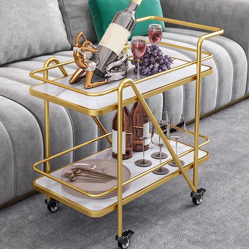 Marble Open Shelves Prep Table Rectangular Dining Room Kitchen Trolley