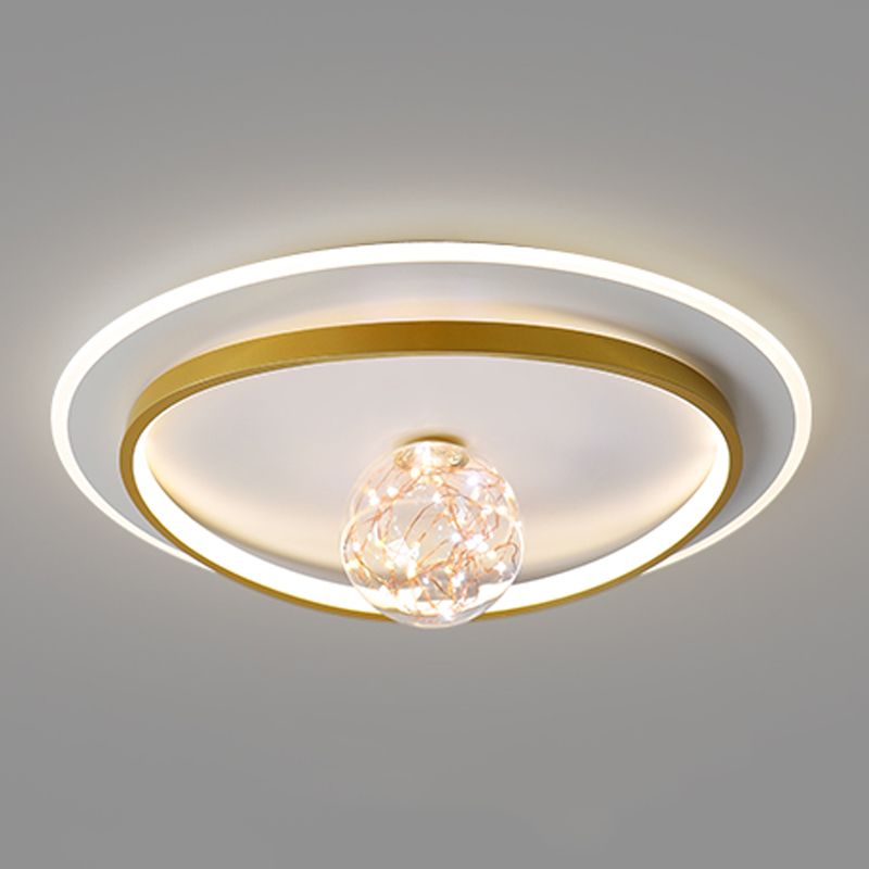 Round Shape LED Sky Star Ceiling Lamp Modern Iron 3 Lights Flush Mount for Study