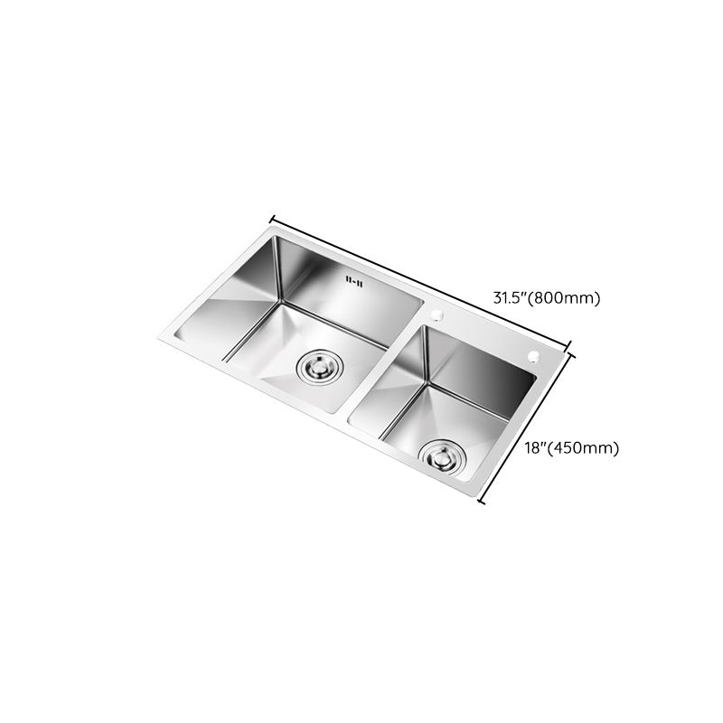 Kitchen Double Sink Stainless Steel Modern Style Drop-In Kitchen Sink