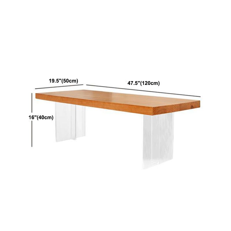 Natural Solid Wood & Acrylic Coffee Cocktail Table - 15.75" H