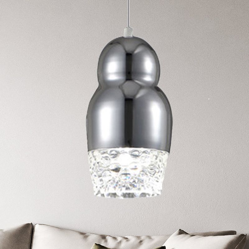 1/3 Heads Metal Pendant Lamp with Gourd Shade Postmodern Chrome/Gold/Rose Gold Suspended Pendant Light for Bar in Warm/White