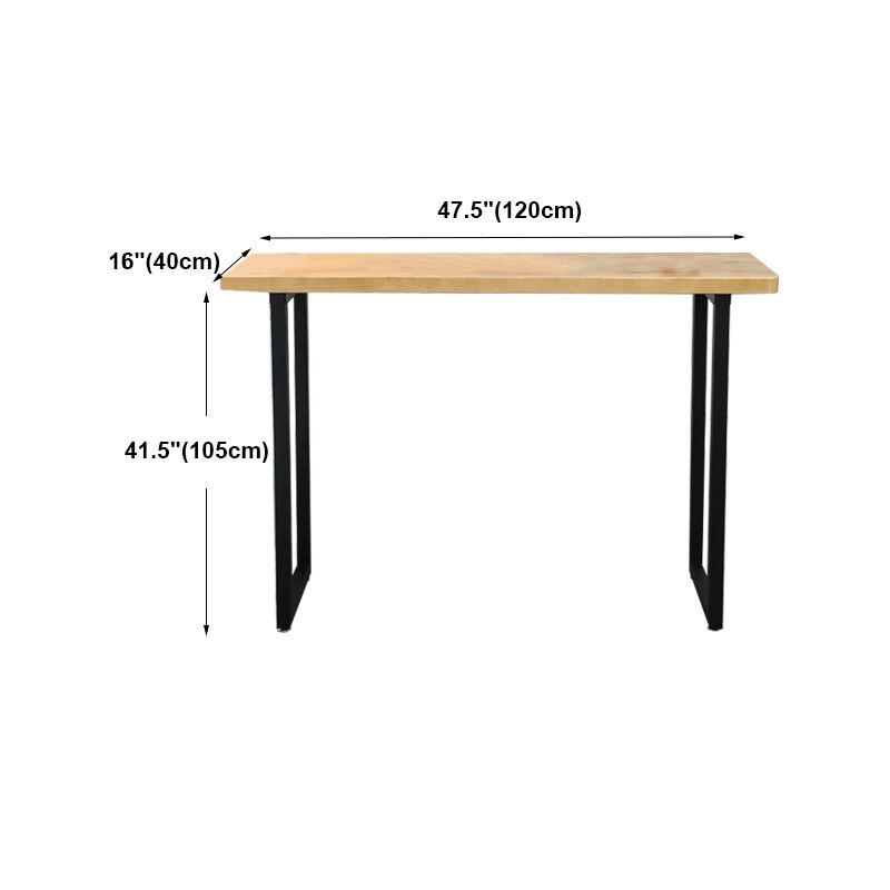 Light Brown Modern Style Bar Table Solid Wood Bar Table with Metal Base
