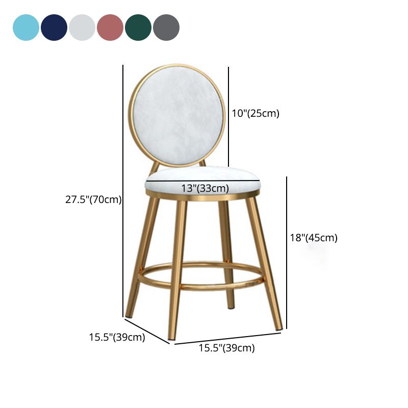 Glam Rückenlehne, armloser Thekenhocker, Café-Barhocker aus Eisen mit Samtkissen und Pedal
