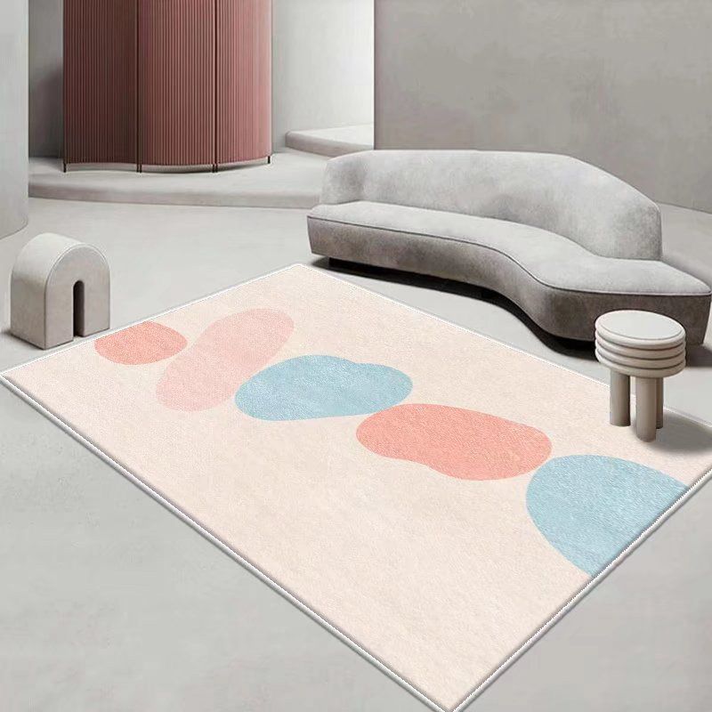 White Modern Rug Polyester Color Lump Rug Washable Rug for Drawing Room
