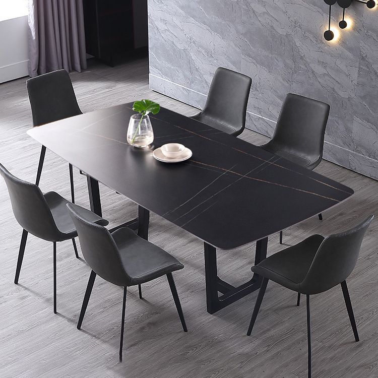 Contemporary Armless Dining Chairs Matte Finish Leather Curved Parsons Side Chair