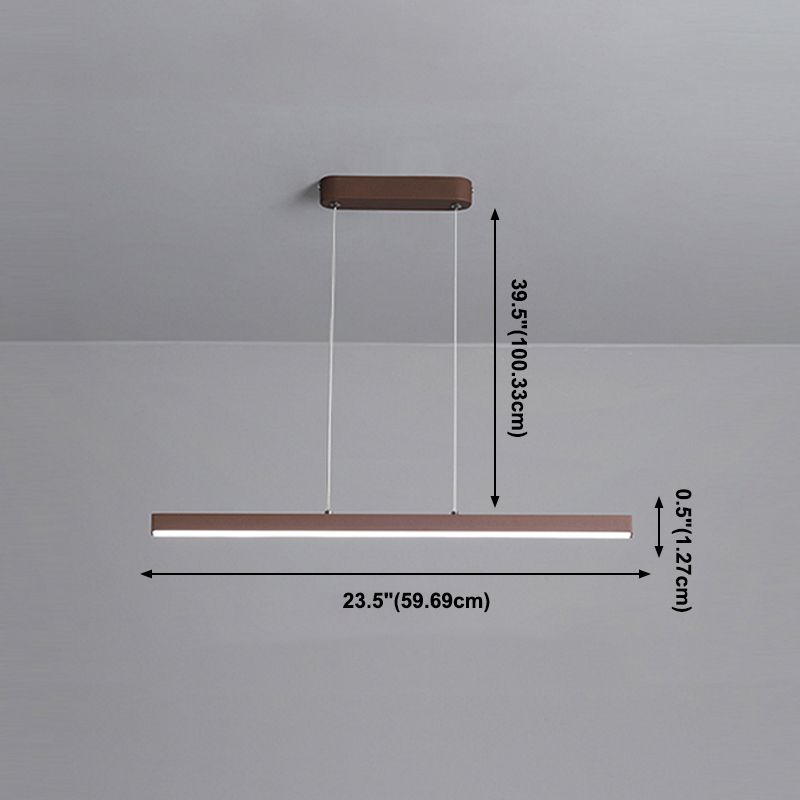 1-Licht lineare Inselbeleuchtung zeitgenössische Metallinsel Deckenleuchte in Braun