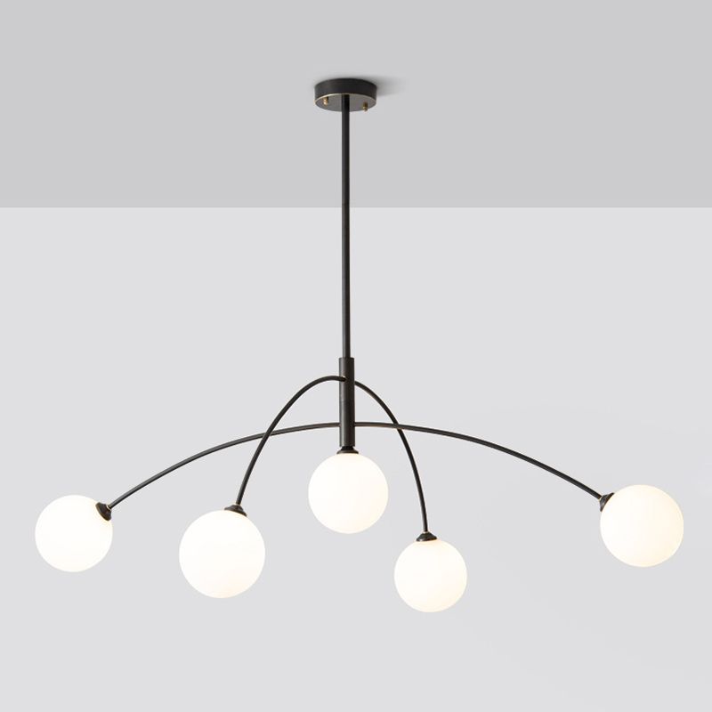 Ball Shape Glass Island Pendants Modern Style 5 Lights Island Pendant Lights