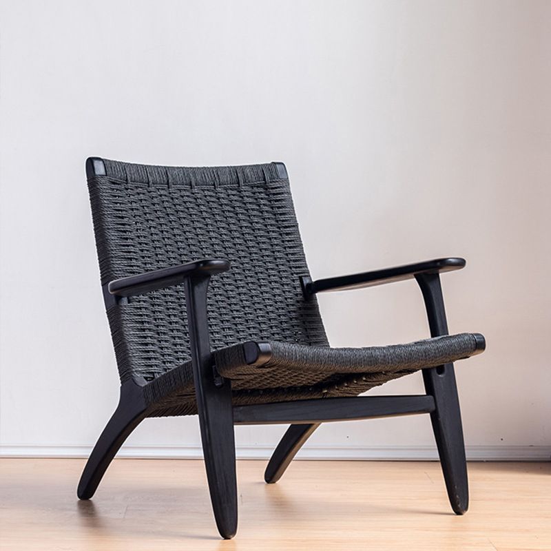 Mid-century Modern Accent Armchair Fixed Back Wood Armchair for Living Room