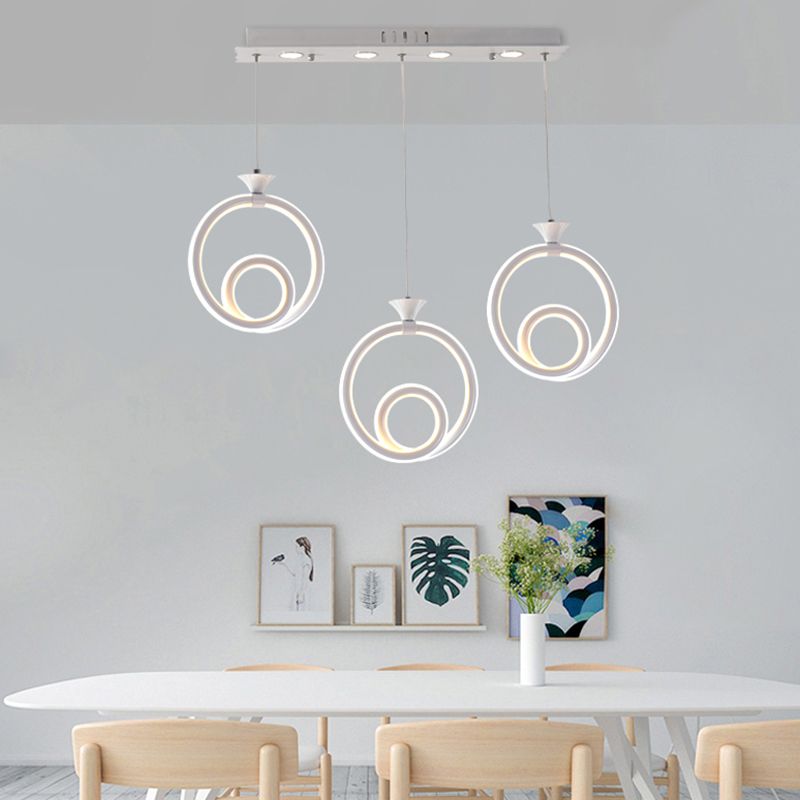 Prôlement à anneau torsadé acrylique Pendant Light Contemporain 3 LIXS PLAFIER BLANC PROCHEMENT ANSTAURE EN BLANC / CHAUD / NATUREL