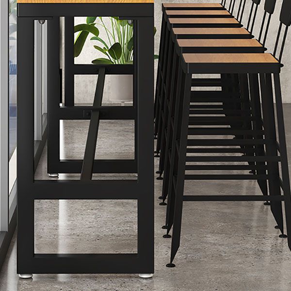 Industrial Table and Stool Set 1/4/7 Pcs Solid Wood Bar Table with Iron Base Stools
