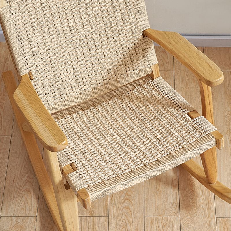 Traditional Rocking Chair Solid Wood Frame Wing Chair Back Indoor Rocking Chair