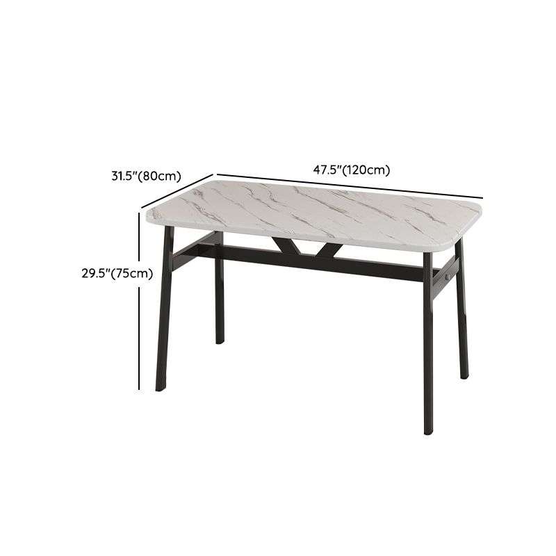 Contemporary White Rectangle Wooden Dining Table with 4 Foot