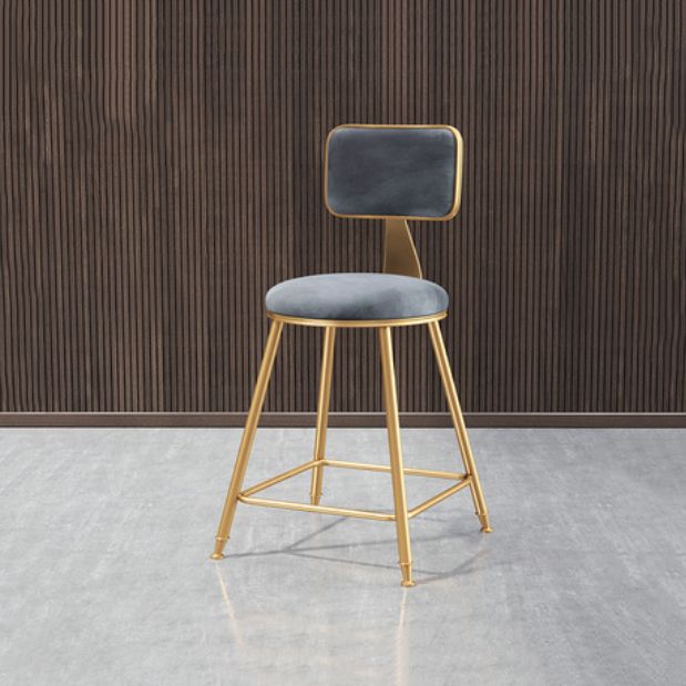 Glam Armless Counter Stool Iron Household Bar Stool with Cushion and Pedal