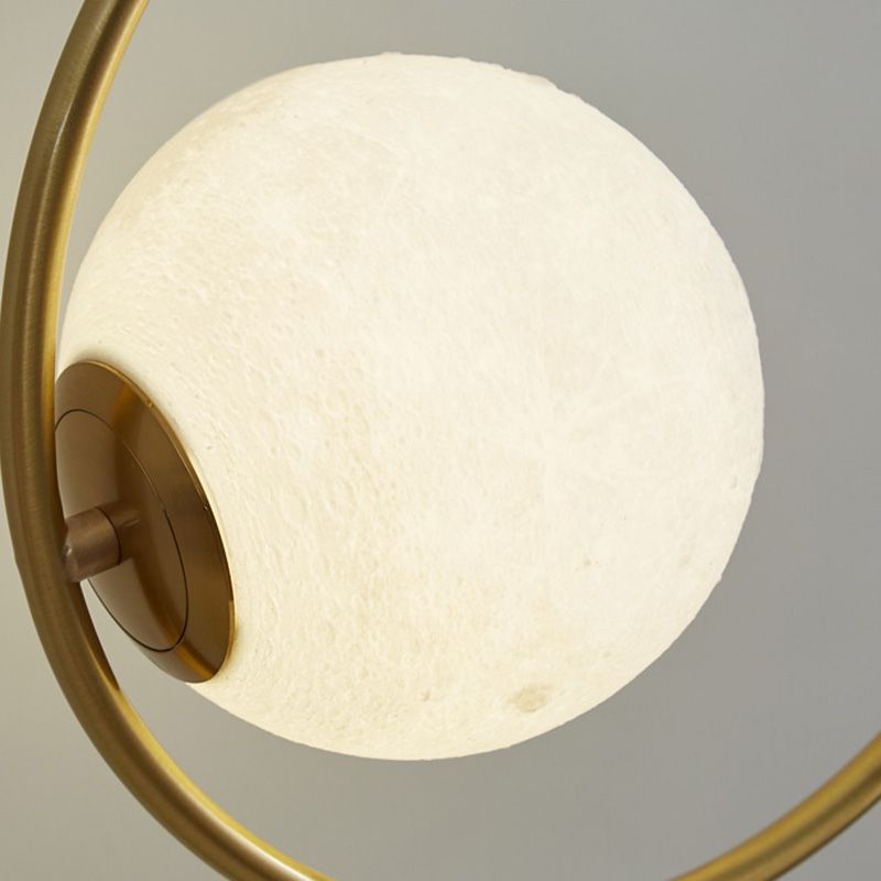Postmodern 1-Light Table Lamp Gold Finish Ball Nightstand Light with Shade