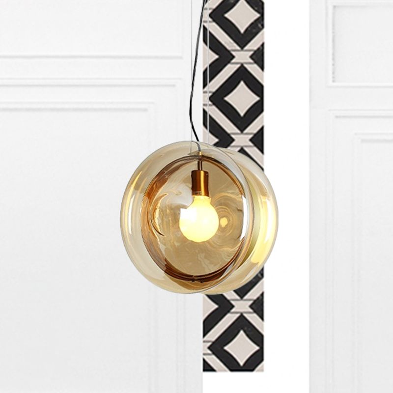 Macaron Whirligig Design hanger licht lichtblauwe/roze/cognac glas 1 kop bistro hangende lampkit