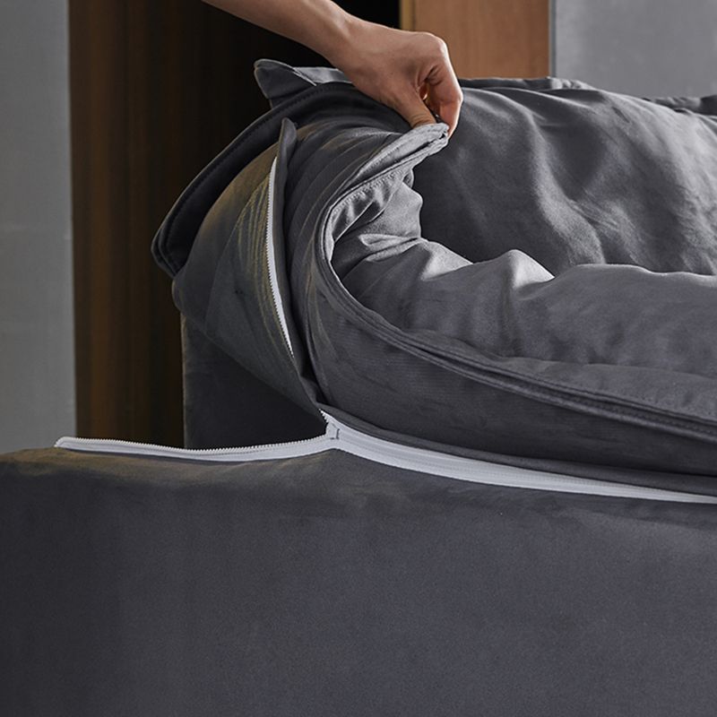 Fabric Pillow Top Arm Sectional 29.53"High Cushion Back Sofa, Black