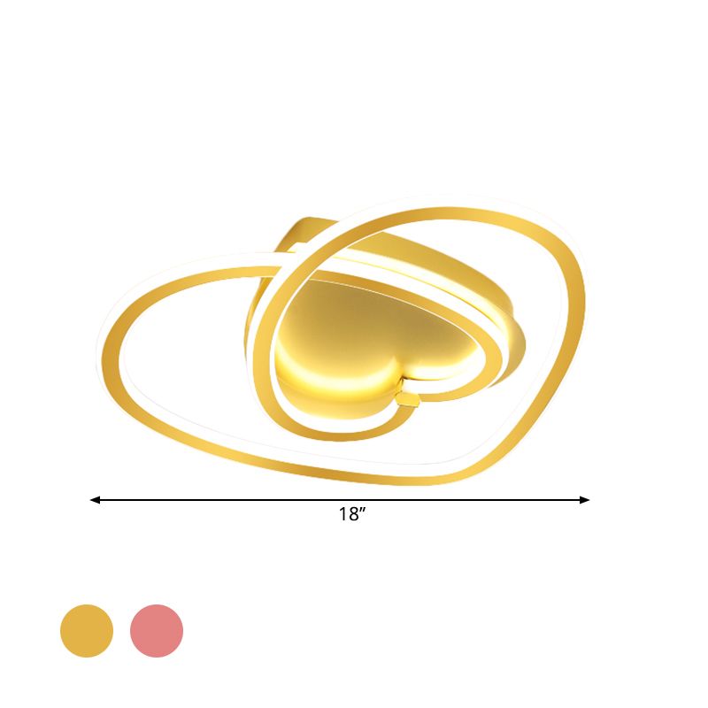 Loving Heart Schlafzimmer-Unterputzleuchte, modernistische Acryl-LED-Deckenleuchte in Rosa/Gold
