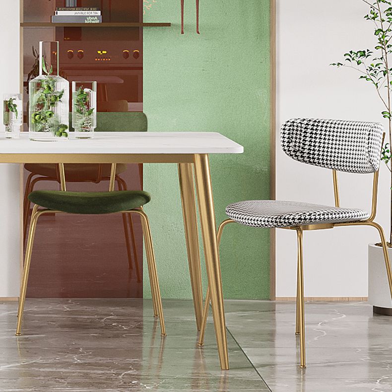 Scandinavian Sintered Stone Dining Table Set with Rectangle Table and Gold Legs Home Dining Set