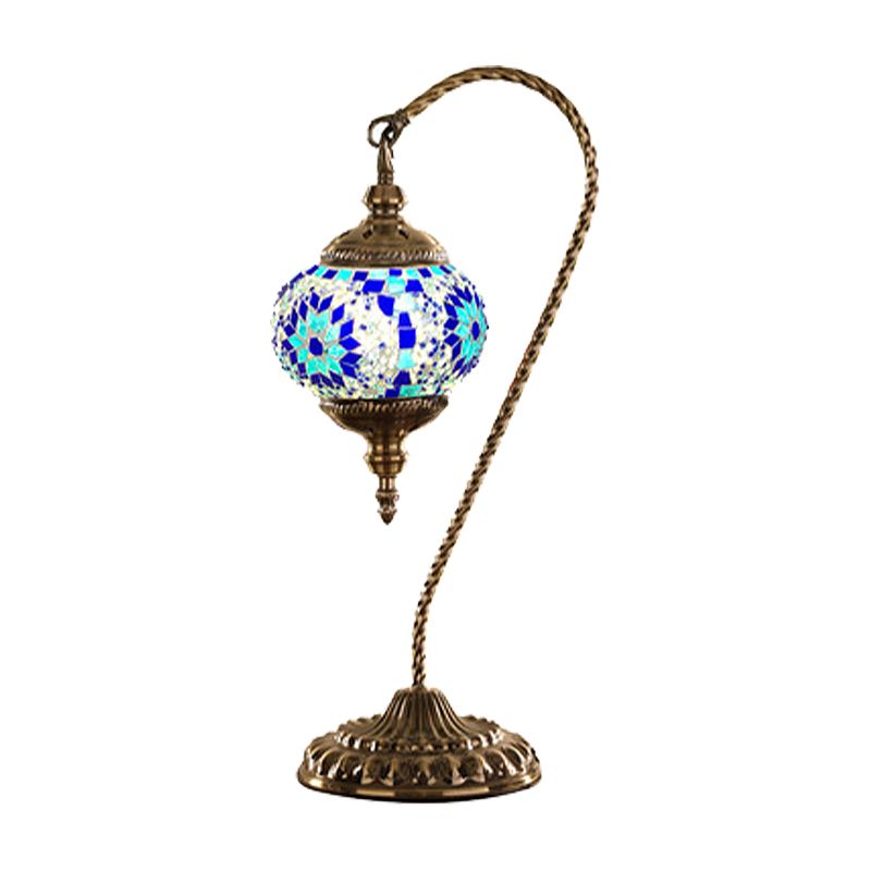 Luz de escritorio global tradicional rojo/blanco/vidrio amarillo 1 cafetería lámpara de mesa nocturna con base de metal